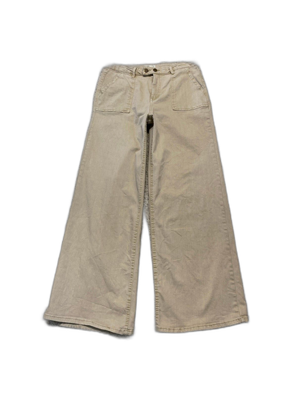 Oat New York Utility Wide Leg Patch Pocket High-Rise Pants/Jeans Tan Size 10/30